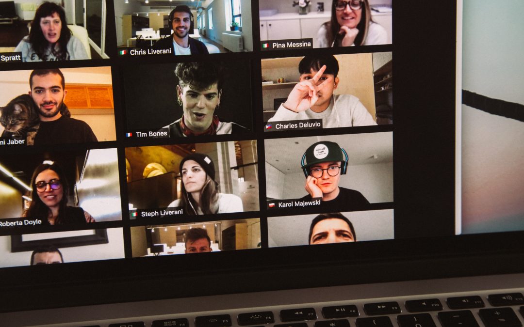 reimagine work 8 windows on a virtual meeting, collaboration via laptop